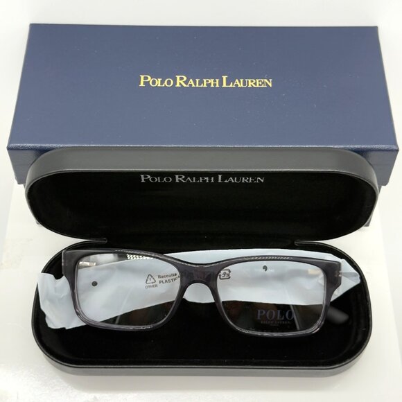 Ralph Lauren Men's Rectangle Eyeglasses PH2117 5407 Shiny Transparent Grey 54 mm - Picture 1 of 10